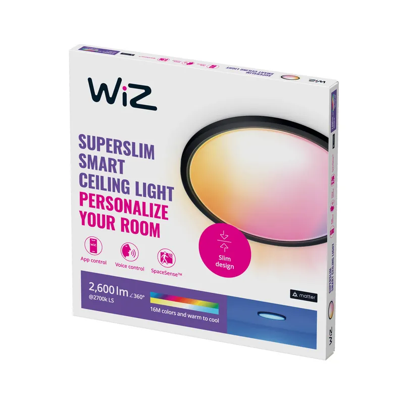 WiZ SuperSlim RGB Ceiling 22W - Black Populärt val