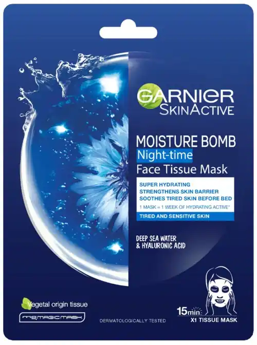 Fynd Garnier SkinActive Moisture Bomb Night-Time Face Tissue Mask