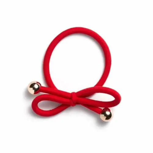 Ia Bon Hair Tie With Gold Bead Red Bästa pris