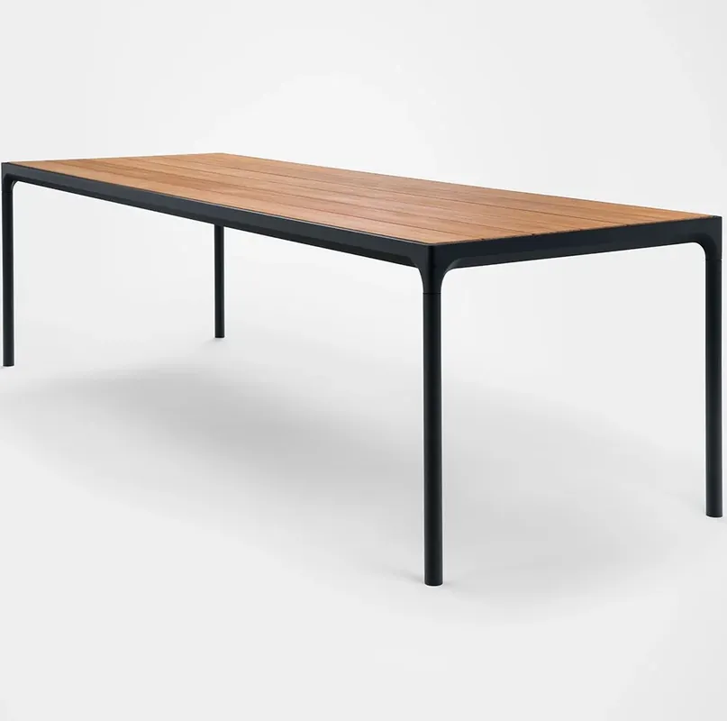 Houe, Four matbord 210x90 cm svart/bamboo aluminium Expressleverans