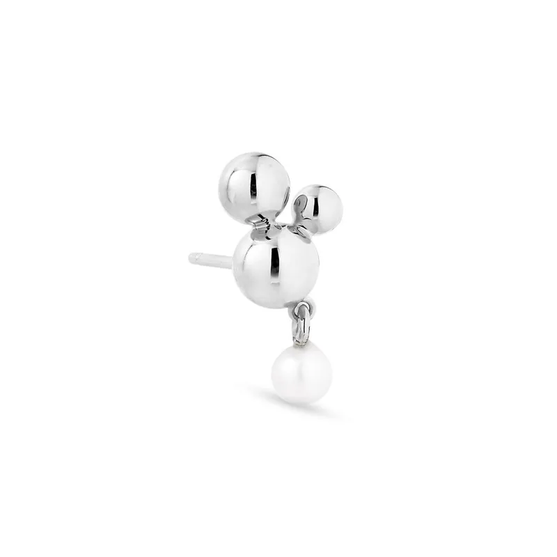 Beställ nu Jane Kønig - Atomic Stud w. Pearl Pendant - Örhänge - Right - Silver - 1,7 cm