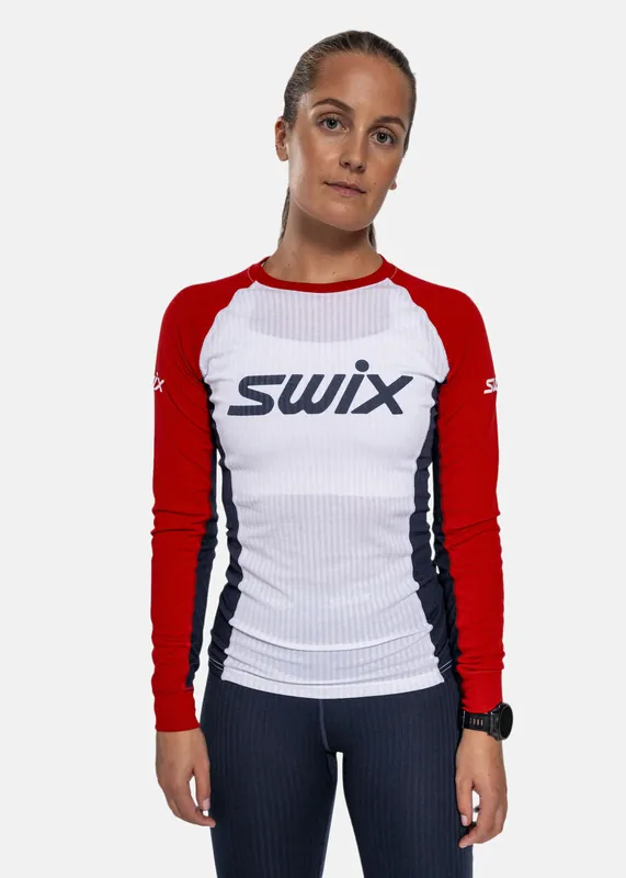 Swix Racex Classic Long Sleeve W Swix Red/Bright White Rabatt